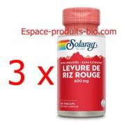 Levure de riz rouge - 3 botes de 45 capsules - Solaray