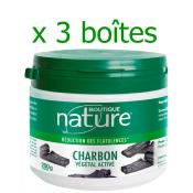 Charbon vgtal actif - 3 botes de 200 grammes - Boutique Nature