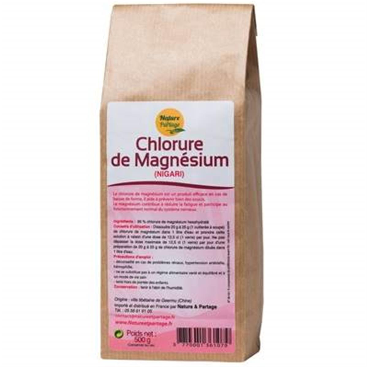 Chlorure de magnésium 500 grammes Nature et Partage Chlorure de magnésium 500 grammes Nature et Partage