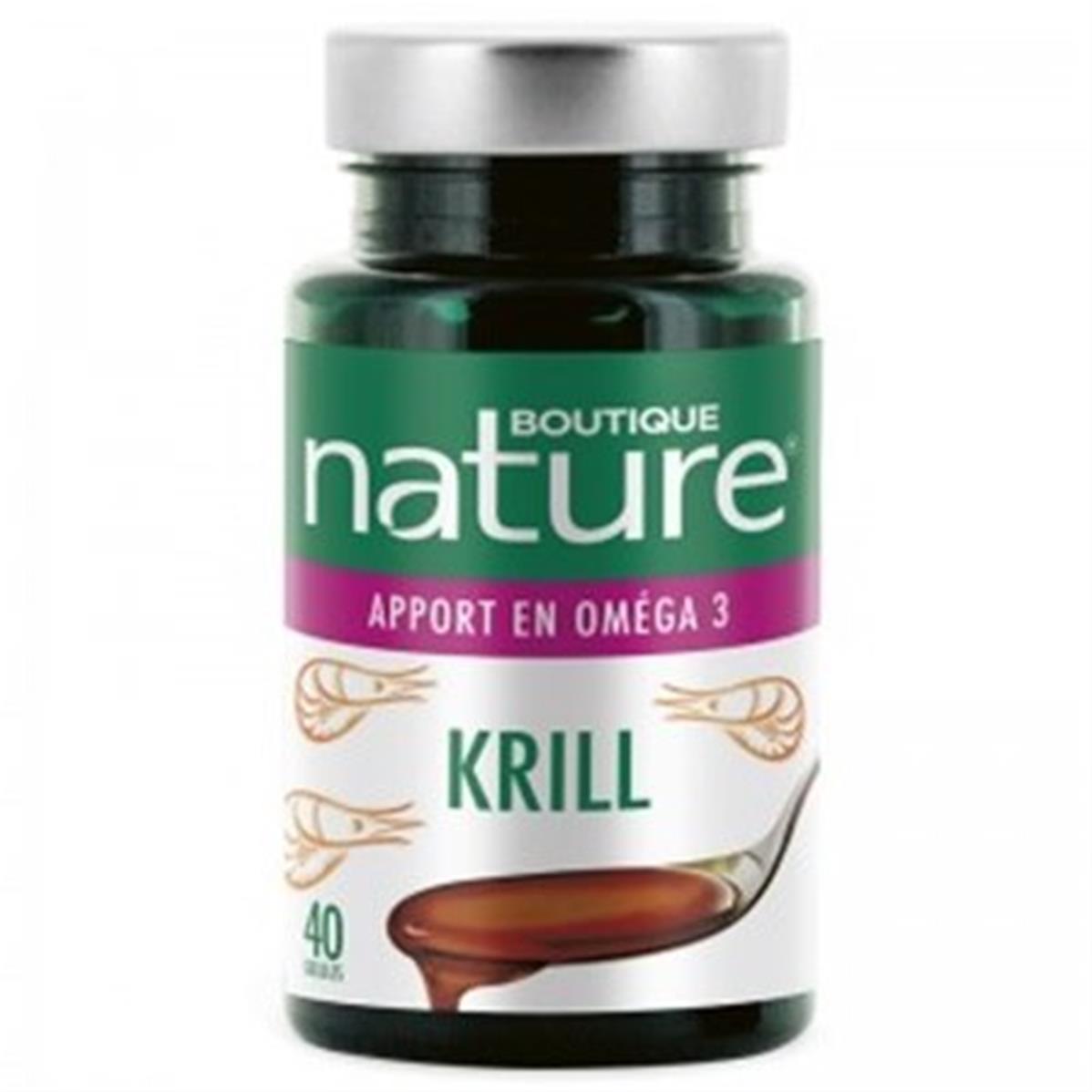 Huile de krill pure  40 gélules  Riche en oméga 3  Boutique Nature