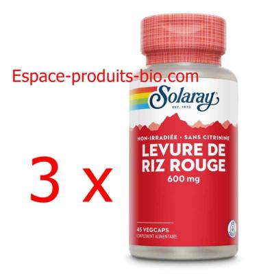 Levure de riz rouge - 3 boîtes de 45 capsules - Solaray