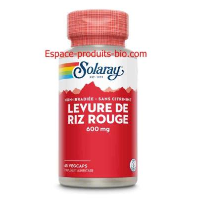 Levure de riz rouge 600 mg - 45 capsules - Solaray