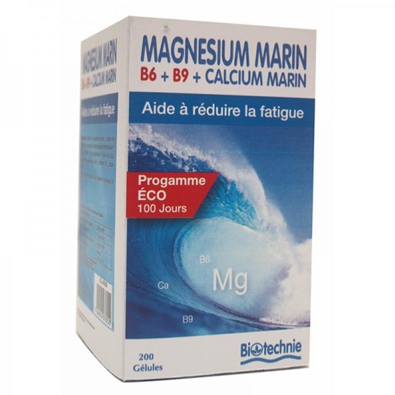 Magnésium marin B6 et B9 - 200 gélules - Biotechnie