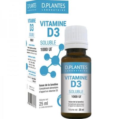 Vitamine d3 soluble 1000 ui  lanoline - 25 ml - D Plantes Laboratoire
