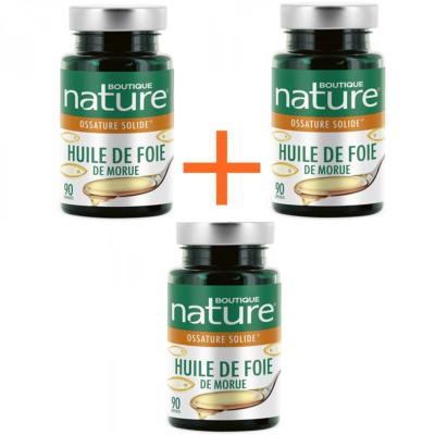 Huile foie de morue - 3 boîtes de 90 capsules - Boutique Nature