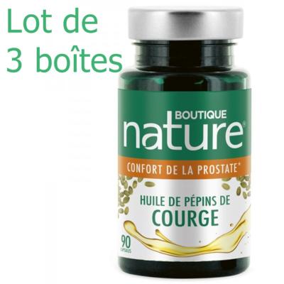 Huile pépin de courge - 3 boîtes de 90 capsules - Boutique Nature