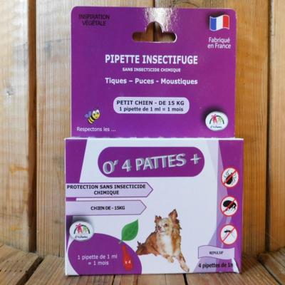 4 Pipettes anti-puces petits chiens et chiots  - O 4 pattes