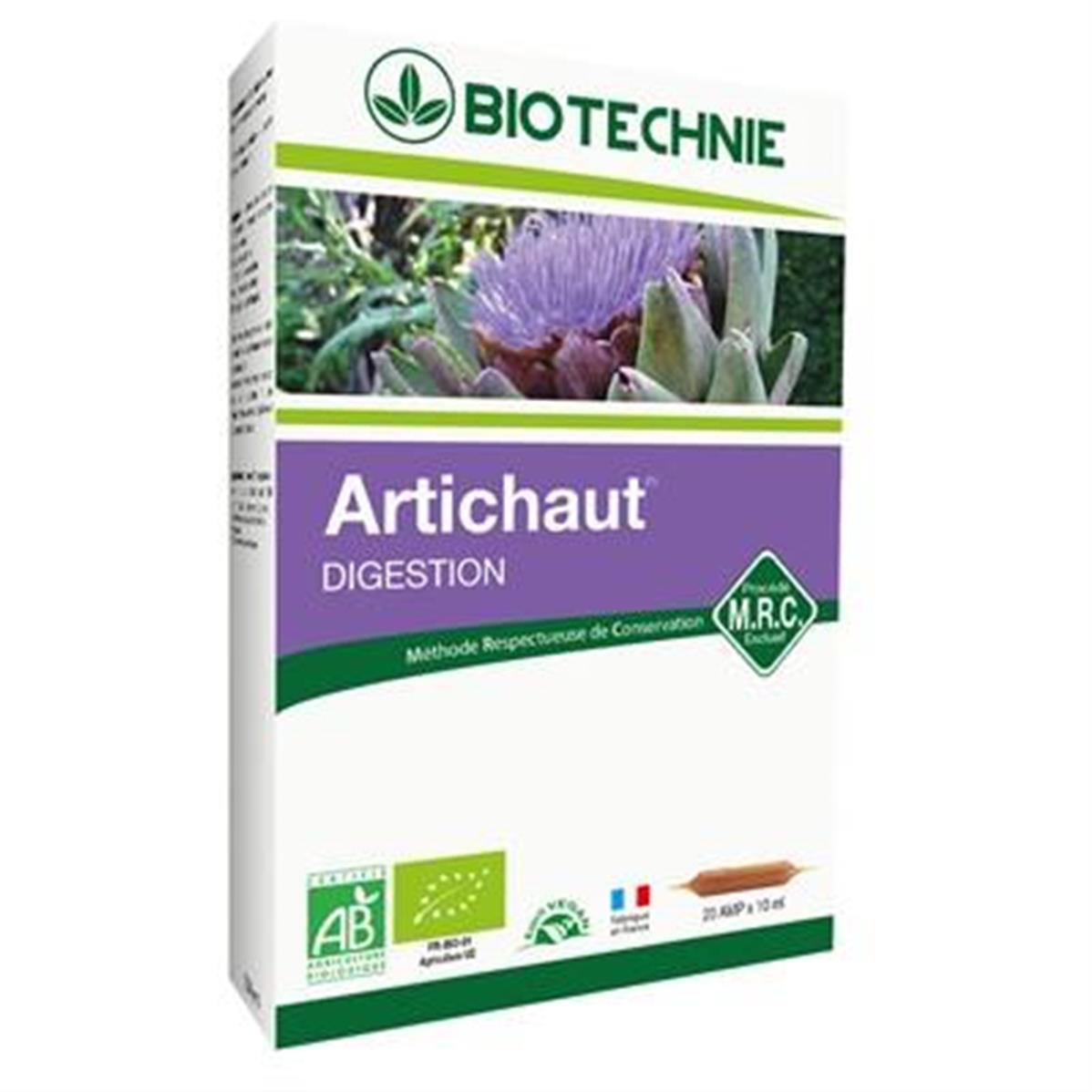 Artichaut bio 20 ampoules Foie et digestion Biotechnie
