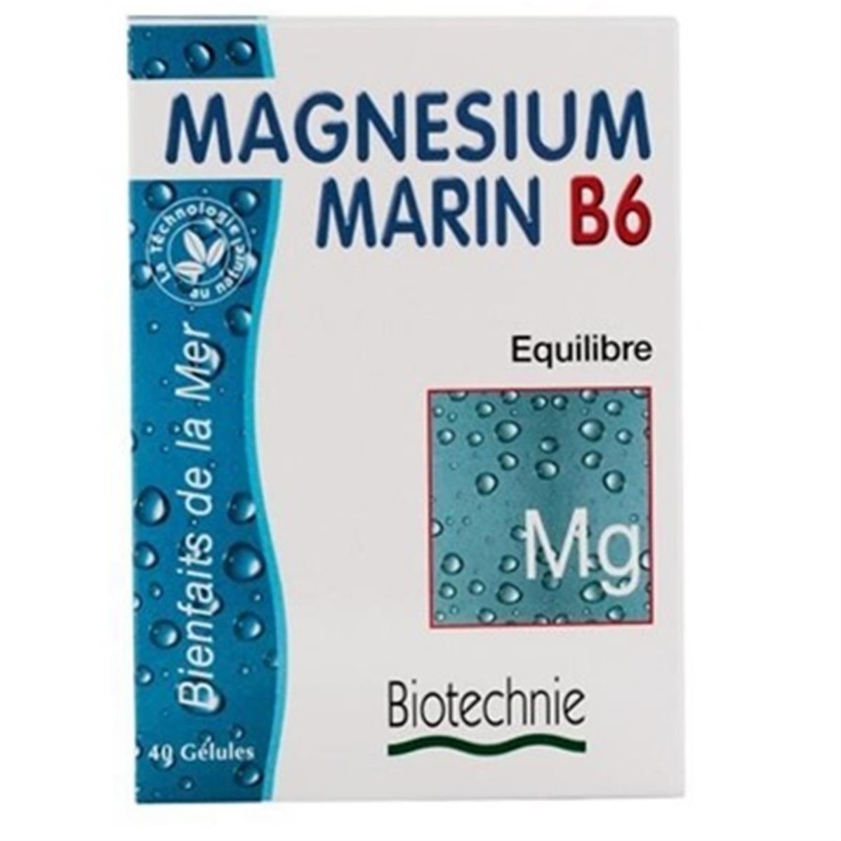 Magnésium marin b6 et b9 - 40 gélules - Biotechnie