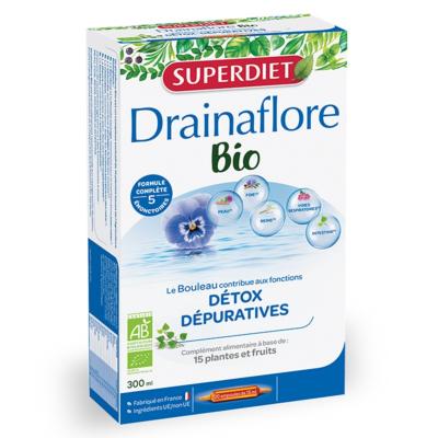 Drainaflore bio détox dépurative Superdiet - 20 ampoules