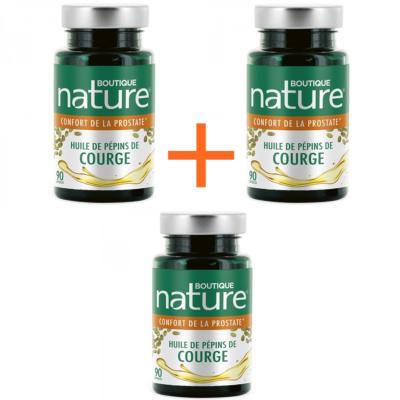 Huile pépin de courge - 3 boîtes de 90 capsules - Boutique Nature