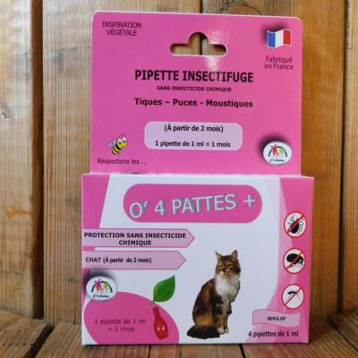 4 pipettes anti-puce chat et chaton  - O 4 pattes