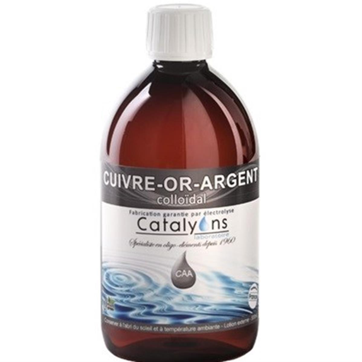 Cuivre or argent Bouteille de 1 litre Oligo éléments Catalyons